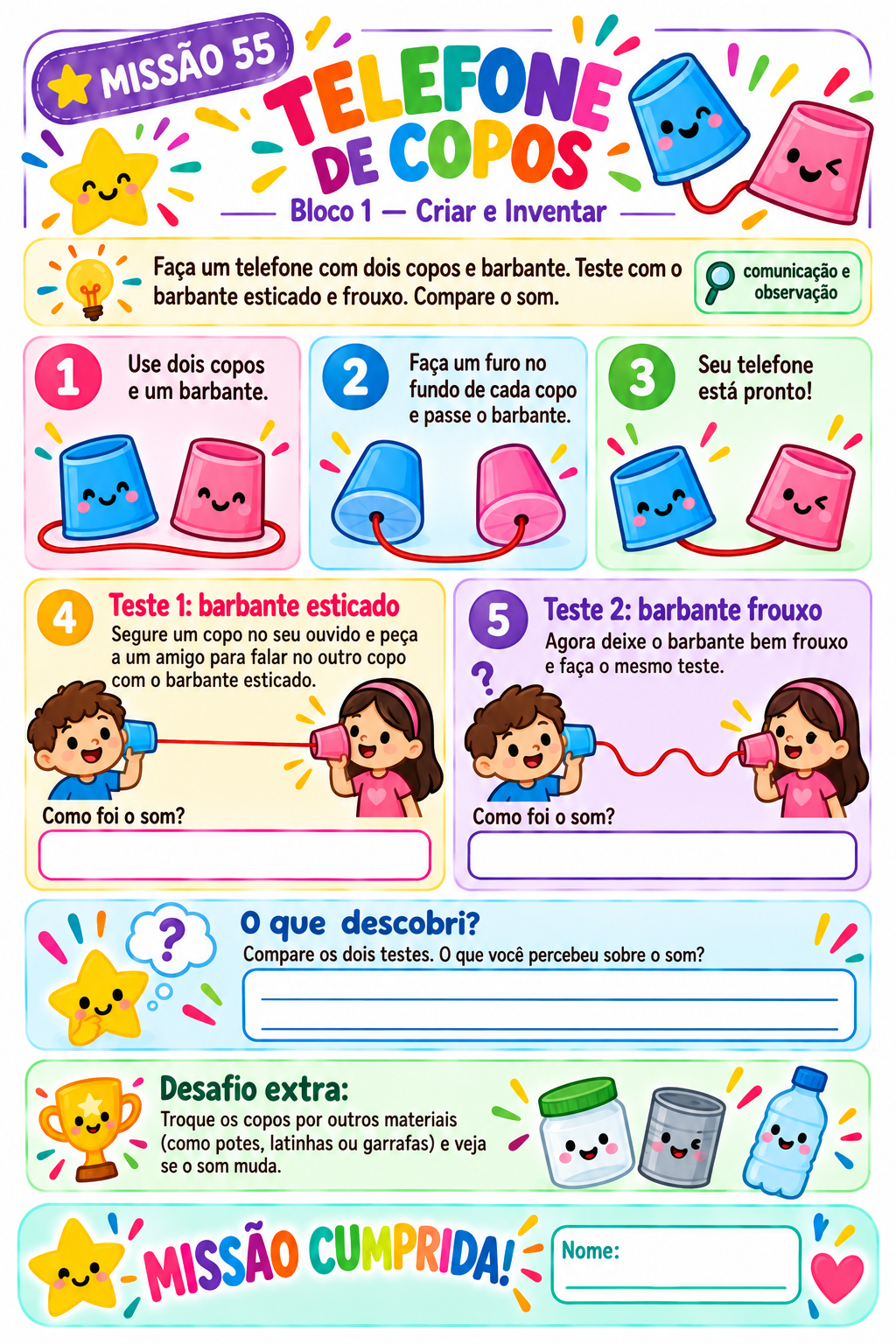 Prévia da missão Telefone de copos