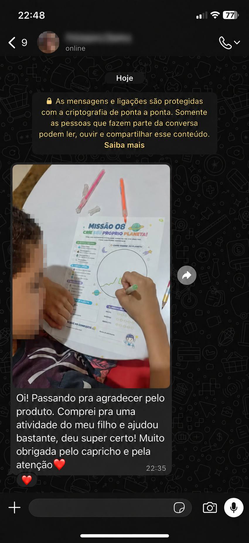 Depoimento dizendo que a atividade ajudou bastante e deu super certo